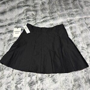 Aritzia Sunday Best Pleated Black Olive Mini Skirt